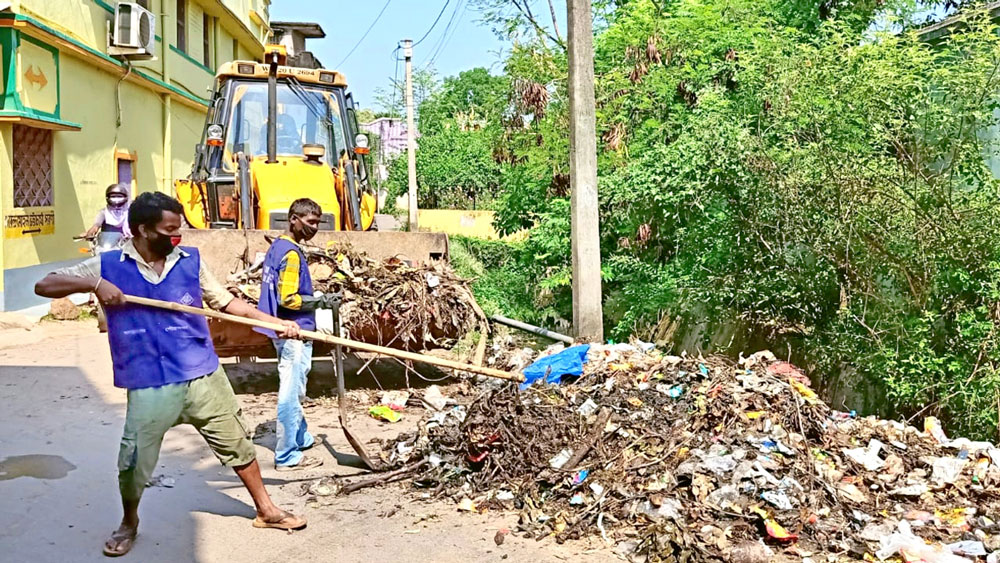 অরণ্যশহরে সাফাই। নিজস্ব চিত্র