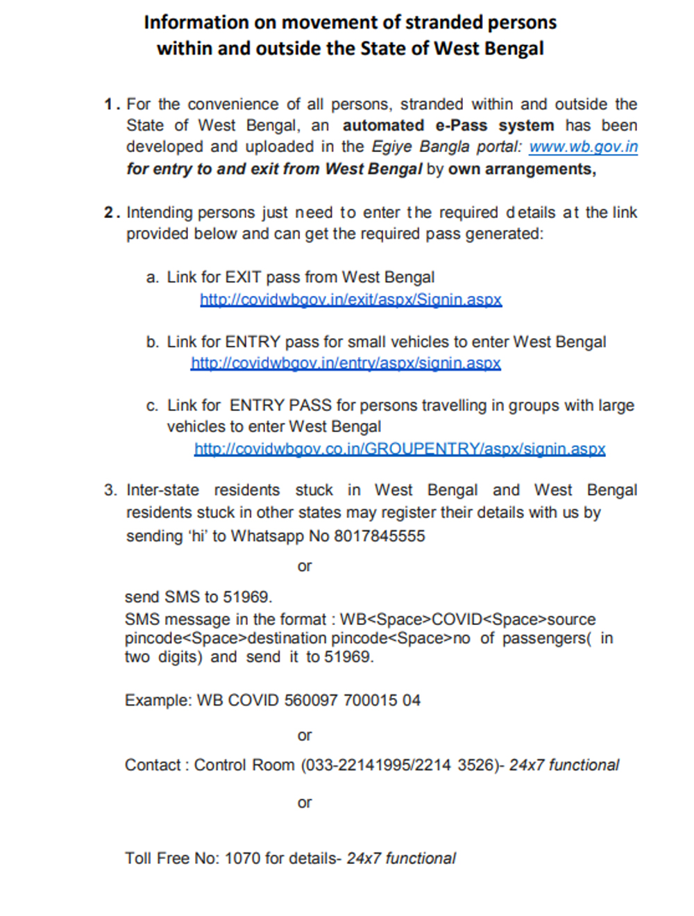West Bengal Lockdown State Government Arranges E Pass System For Stranded People Dgtl Anandabazar