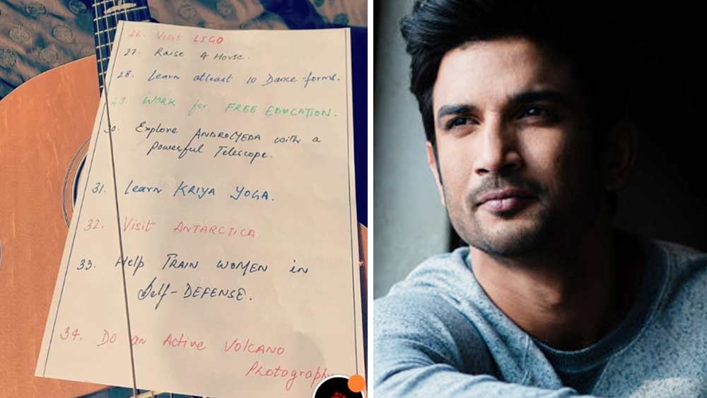 এর পাশাপাশি একটি ঘোড়া পোষার ইচ্ছে ছিল সুশান্তের। সকলে যাতে বিনামূল্যে শিক্ষার সুযোগ পান, তার ব্যবস্থা করতে আগ্রহী ছিলেন তিনি। ১০ রকম ঘরানার নাচ শিখতে চেয়েছিলেন। শক্তিশালী টেলিস্কোপ দিয়ে ছায়াপথে চোখ রাখা, মহিলাদের আত্মরক্ষার প্রশিক্ষণ দেওয়া, আন্টার্কটিকা বেড়াতে যাওয়া এবং সক্রিয় আগ্নেয়গিরির ছবি তোলারও স্বপ্ন ছিল তাঁর।