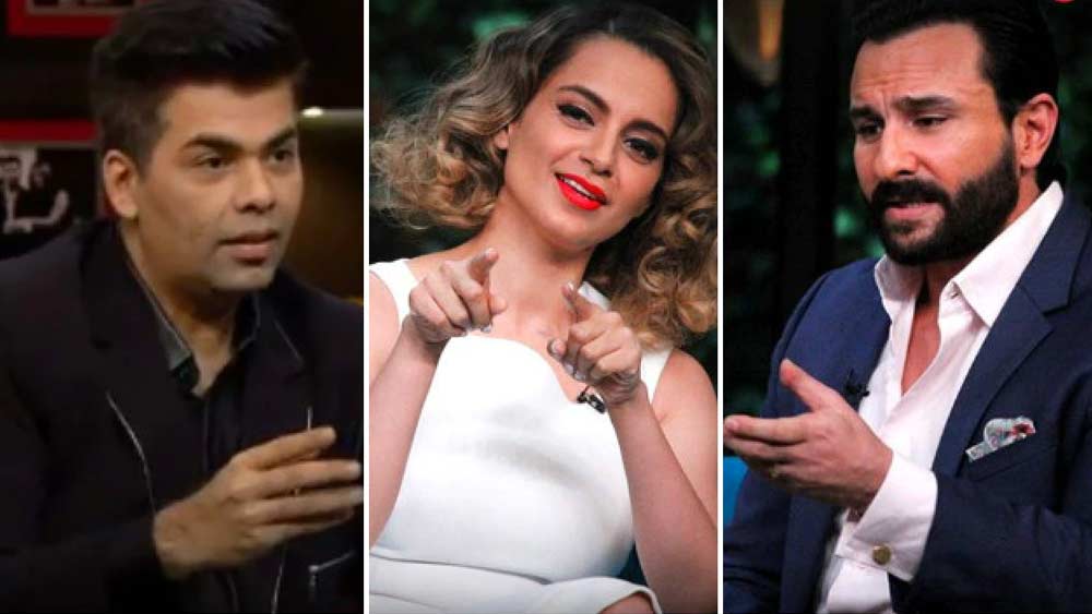 সেখানে কঙ্গনার সঙ্গে উপস্থিত ছিলেন সইফ আলি খানও। কথা প্রসঙ্গে কঙ্গনা বলেন, তাঁর বায়োপিক হলে কর্ণ সেখানে থাকবেন ‘মুভি মাফিয়া’ হিসেবে। যিনি ইন্ডাস্ট্রিতে নবাগতদের কাজ করতে দেন না। তাঁর মতে কর্ণই যে বলিউডে স্বজনপোষণ নীতির ধারক ও বাহক, সে কথা প্রকাশ্যেই বলেন সিনেমার কুইন।