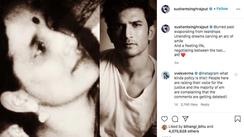 ইনস্টাগ্রামে সুশান্ত শেষ পোস্ট করেছিলেন ৩ জুন। মায়ের সঙ্গে নিজের ছবি দিয়ে আবেগঘন বার্তায় পোস্ট লিখেছিলেন। সেই পোস্টের নীচে সম্প্রতি সংগ্রাম সিংহ লিখেছেন, এই মৃত্যুরহস্যের সিবিআই তদন্ত করা হোক।