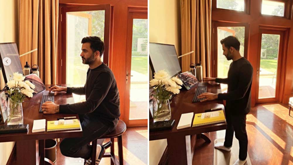 শোওয়ার ঘরের মতো আনন্দের কাজের জায়গাতেও আলো বাতাসের অভাব নেই। তিন পাল্লার দরজার বাইরে প্রশস্ত সবুজ।