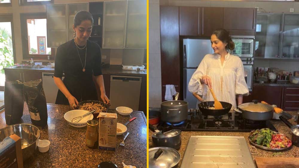 বাড়ির রান্নাঘর সাজানো আধুনিক সাজসরঞ্জামে। তবে গৃহসজ্জায় কোথাও তারকাসুলভ বাহুল্য নেই। আখরোট রঙা রান্নাঘরের বিভিন্ন অংশে ব্যবহার করা হয়েছে সাদাকালোর মোটিফ। মাঝে মাঝেই রান্নাঘরে শখের রেসিপি ট্রাই করেন সোনম।