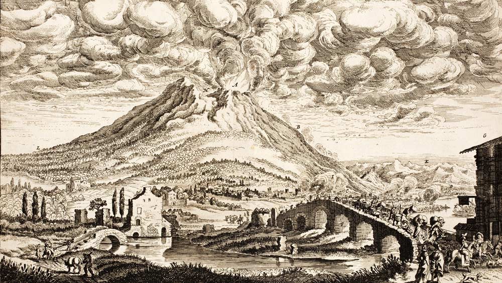 টানা দু’দিন ধরে অগ্ন্যুৎপাত হয়েছিল। প্রথম দফায় ১৮ ঘণ্টা ধরে পিউমিস রেন চলেছিল। এই বর্ষণে আগ্নেয় পর্বতের ভিতর থেকে  ছাই এবং পিউমিস পাথরের স্রোত ঢেকে ফেলে পম্পেইকে। অধিকাংশ পম্পেইবাসী পালাতে পারলেও বহু হতভাগ্যর সমাধি হয় ছাইয়ের নীচে।