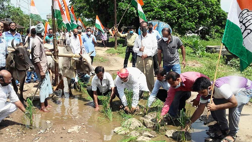 কংগ্রেসের প্রতিবাদ। নিজস্ব চিত্র