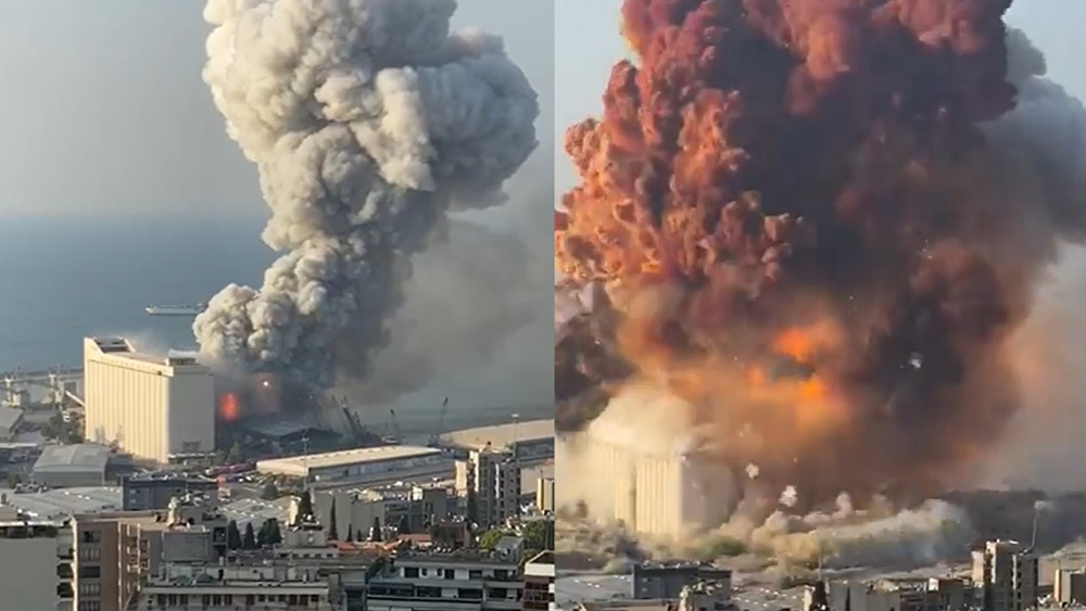 ধোঁয়ার ছবি ক্যামেরাবন্দি করতে করতেই হঠাৎ পর পর দু’টি বিস্ফোরণের শব্দে কেঁপে ওঠে গোটা এলাকা। সেই সঙ্গে দেখা যায় গম্বুজের মতো সাদা ধোঁয়ার কুণ্ডলী আকাশে উঠে যাচ্ছে। কয়েকটি ভিডিয়োতে দেখা যাচ্ছে, বিস্ফোরণের তীব্রতায় ক্যামেরা হাত থেকে পড়ে যাচ্ছে।