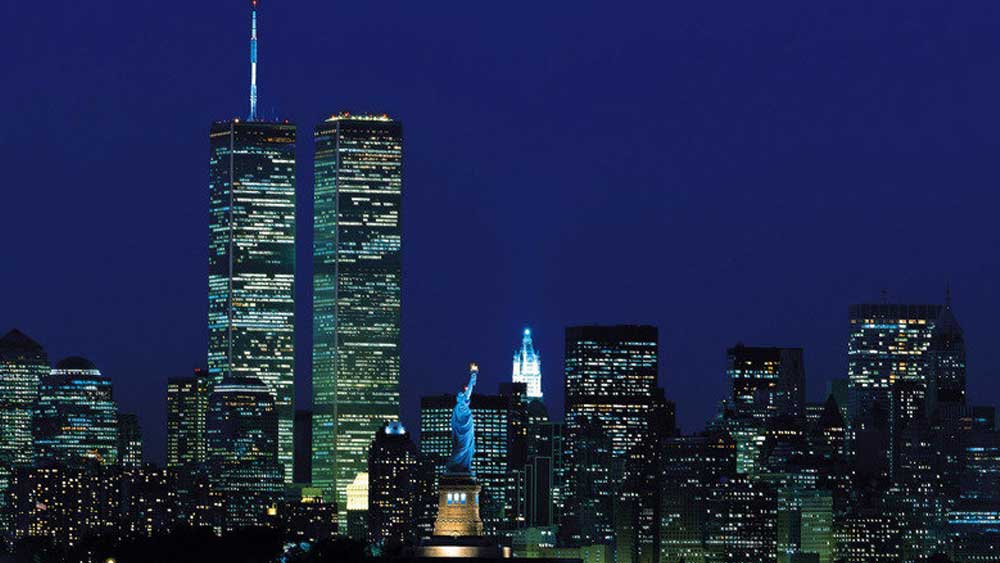 হামলার আগে নিউ ইয়র্কের আকাশরেখায় যেমন ছিল টুইন টাওয়ার।