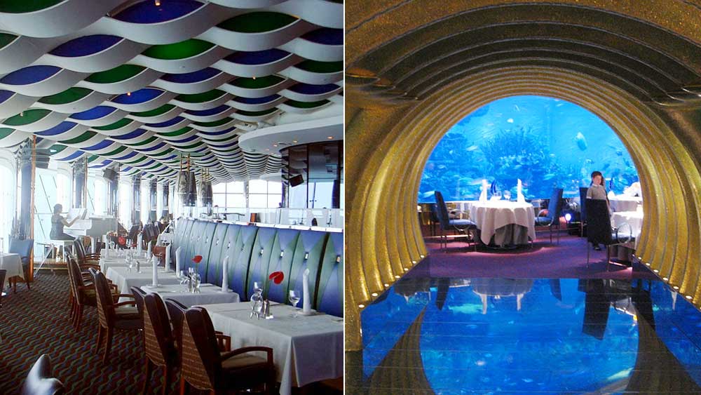 বুর্জ আল আরব-এর রেস্তঁরাগুলির মধ্যে সবথেকে জনপ্রিয় হল ‘আল মুনটাহা’ এবং ‘আল মাহারা’। বিভিন্ন নামী পত্রিকার প্রচ্ছদ থেকে হলিউডের সিনেমায় জায়গা করে নিয়েছে ‘বুর্জ আল আরব’।