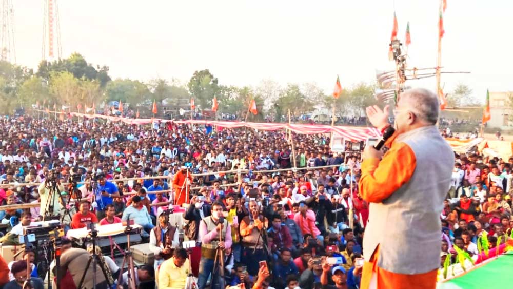 বর্ধমান ১ ব্লকের কুড়মুনে বিজেপির সভা। নিজস্ব চিত্র।