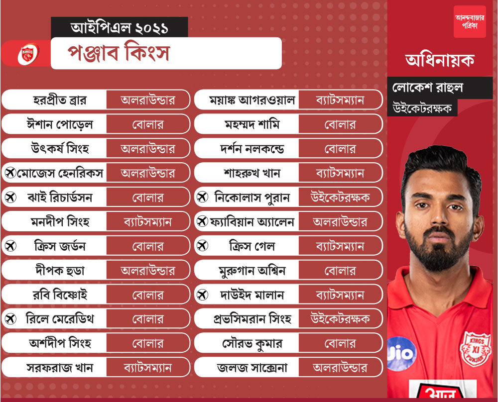 এক নজরে পঞ্জাব কিংস।