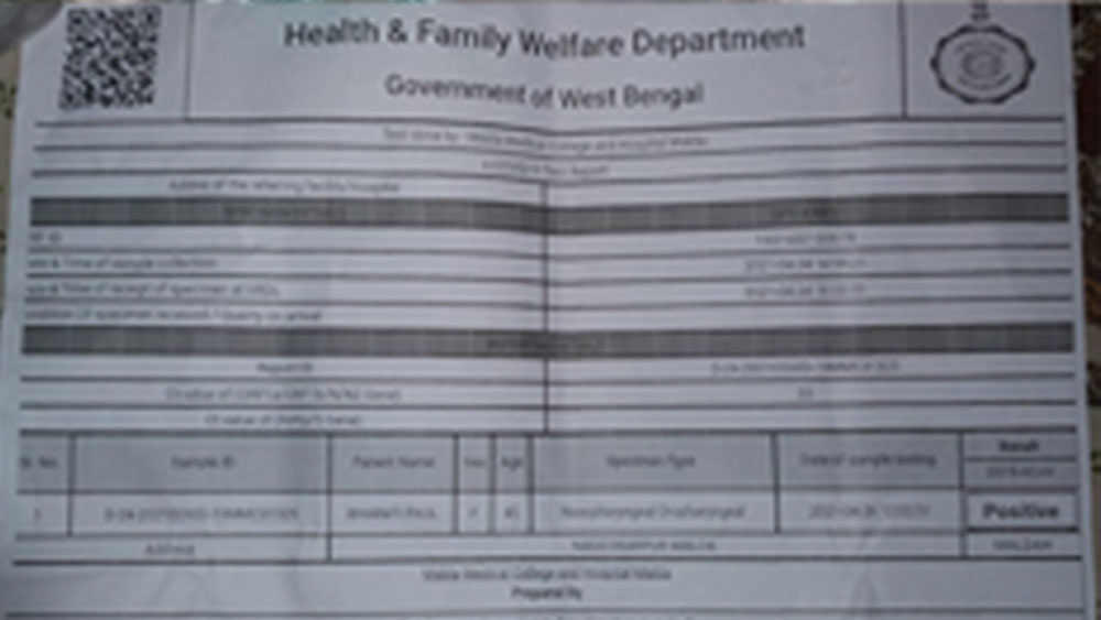 করোনা সংক্রমণের রিপোর্ট। -নিজস্ব চিত্র।