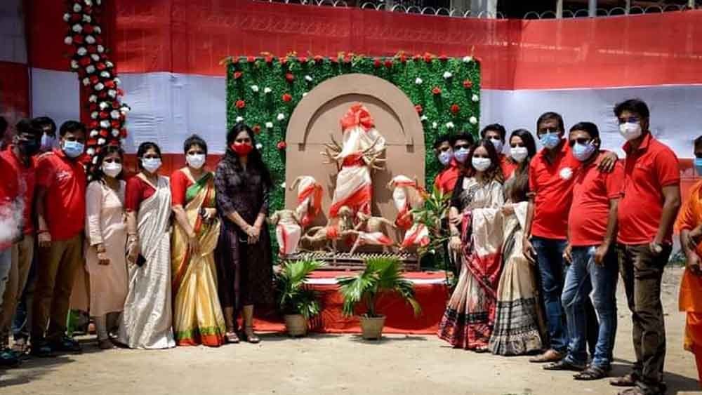 চোরবাগান সর্বজনীন দুর্গোৎসবের ২০২১ সালের খুঁটিপুজোর অনুষ্ঠান।
