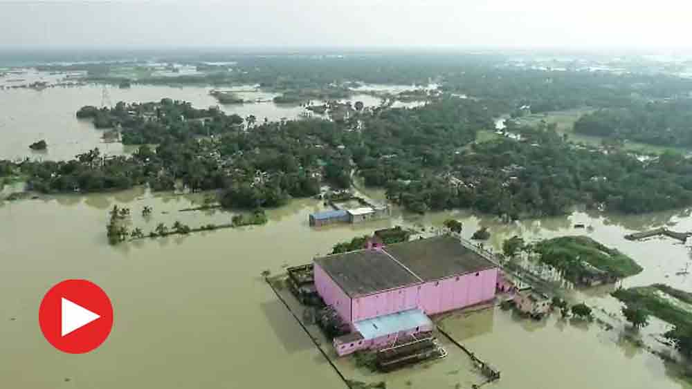 জলমগ্ন উদয়নারায়ণপুর, আমতার বহু এলাকা, আকাশপথে নজরদারি প্রশাসনের, দেখুন ভিডিয়ো