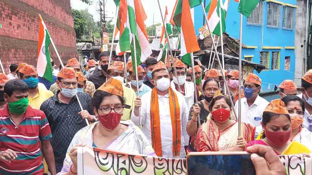 মিছিলের নেতৃত্বে শুভেন্দু অধিকারী।