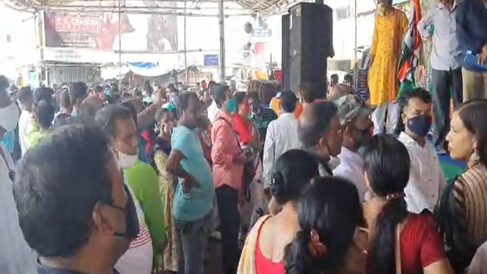 মঞ্চের বাইরে সমাবেশ।