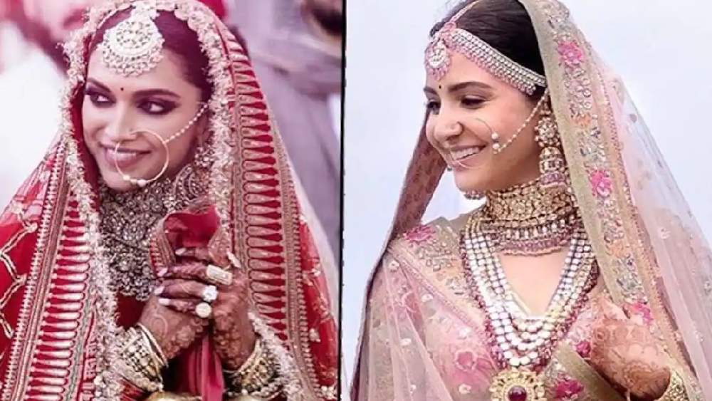 সব্যসাচীর পোশাকে দীপিকা পাড়ুকোন এবং অনুষ্কার শর্মার কনে সাজ।