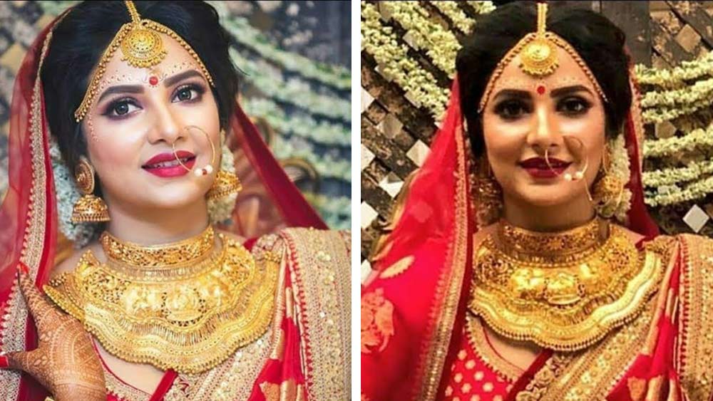 বেনারসী, জামদানি ইত্যাদি শাড়ির সঙ্গে দারুণ মানাবে চিরাচরিত সোনার গয়না।