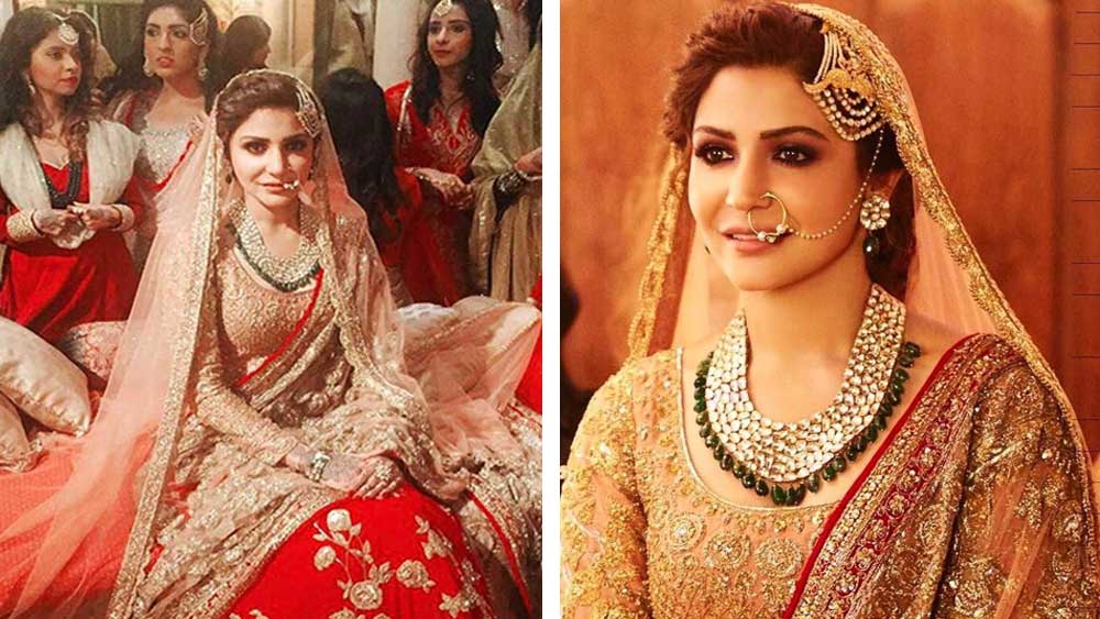 অ্যায় দিল হ্যায় মুশকিল:  একদম অন্য ঘরানার সাজতে চাইলে কর্ণ জোহর পরিচালিত ‘অ্যায় দিল হ্যায় মুশকিল’এর অনুষ্কা শর্মার সাজ দেখে নিতে পারেন। গাঢ় লাল লেহঙ্গার উপর সোনালি ব্লাউজ সঙ্গে লাল পাড়ের ভারী কাজ করা ওড়না। মানানসই গয়না হিসাবে গলা জুড়ে ছিল সবুজ পাথর ঝোলানো কুন্দনের হার, মুক্ত আর কুন্দন বসানো টানা নথ লাল-সবুজে মিশেল যে কোনও কনের সৌন্দর্যে আলাদা মাত্রা এনে দিতে পারে। 