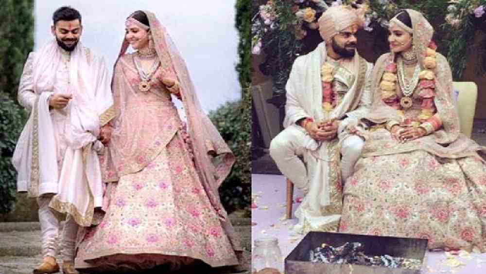 বিরাট কোহলি : সাজ-পোশাকের ২২ গজেও বিরাট সমান জনপ্রিয়। বিয়ের দিন পোশাকশিল্পী সব্যসাচীর তৈরি করা হাল্কা গোলাপি রঙের সিল্কের শেরওয়ানি সঙ্গে মানানসই সোনালি পাড়ের ওড়নার সাজে বোল্ড আউট হয়েছেন অনেক মহিলাই। বিয়েতে আপনিও পরে ফেলতে পারেন এই ধরনের পোশাক।