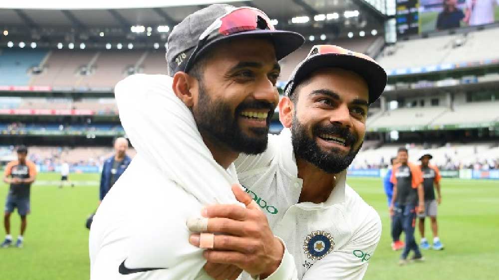 কোহলীর সঙ্গে খোশমেজাজে রহাণে 