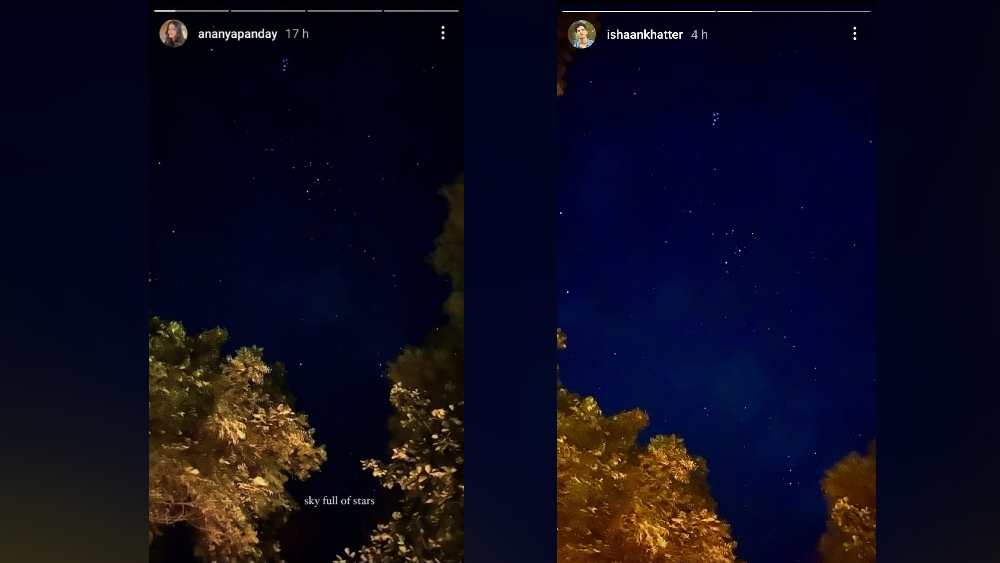 অনন্যা এবং ঈশানের ইনস্টাগ্রাম স্টোরি।