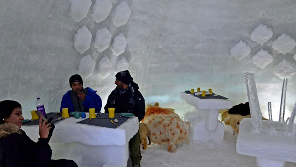 বিদেশে অনেক আগে থেকেই ইগলু কাফের প্রচলন রয়েছে। বিশেষ করে সুইৎজারল্যান্ডে বহুল প্রচলিত ইগলু কাফে। তবে ভারতে এই প্রথম।