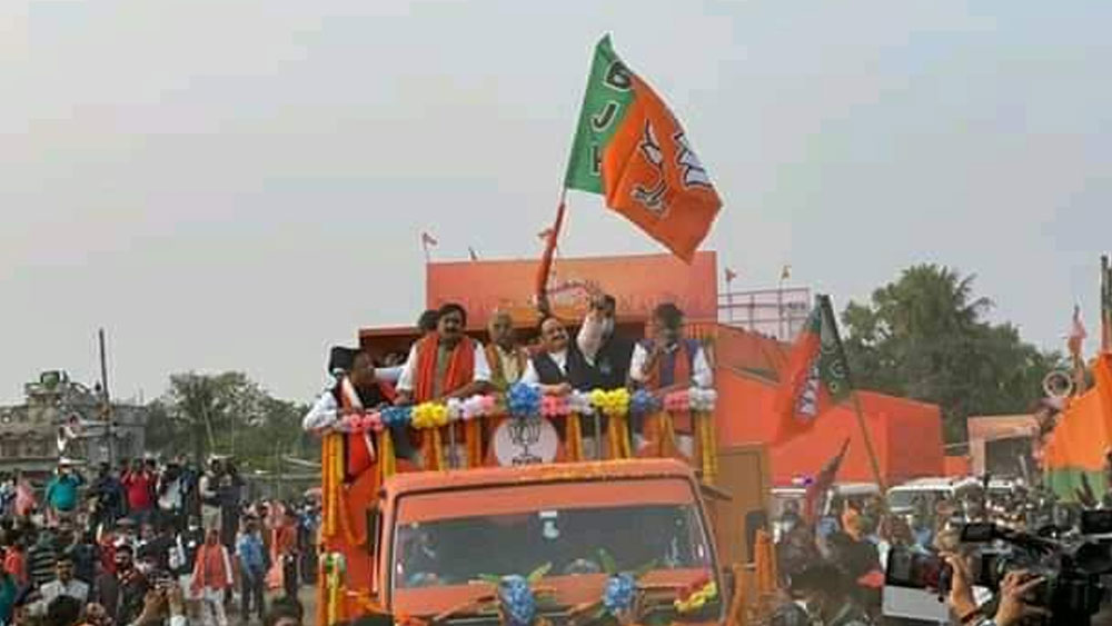 নবদ্বীপে পরিবর্তন যাত্রা জেপি নড্ডার। নিজস্ব চিত্র।