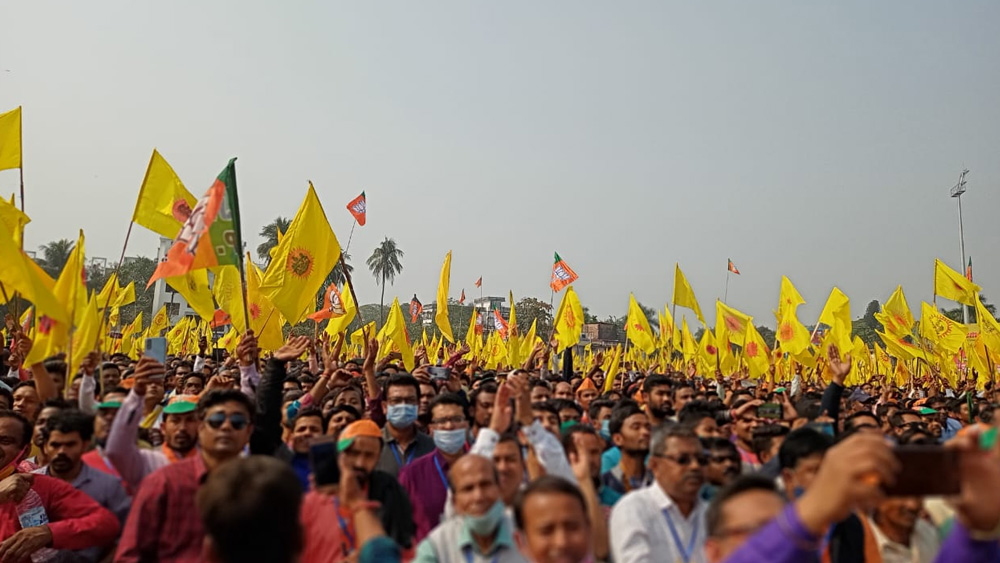 কোচবিহারে বিজেপির জনসভায় রাজবংশী জমায়েত। 