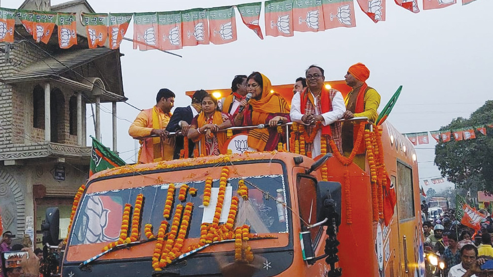 বিজেপি-র পরিবর্তন যাত্রা-য় রূপা। নিজস্ব চিত্র।