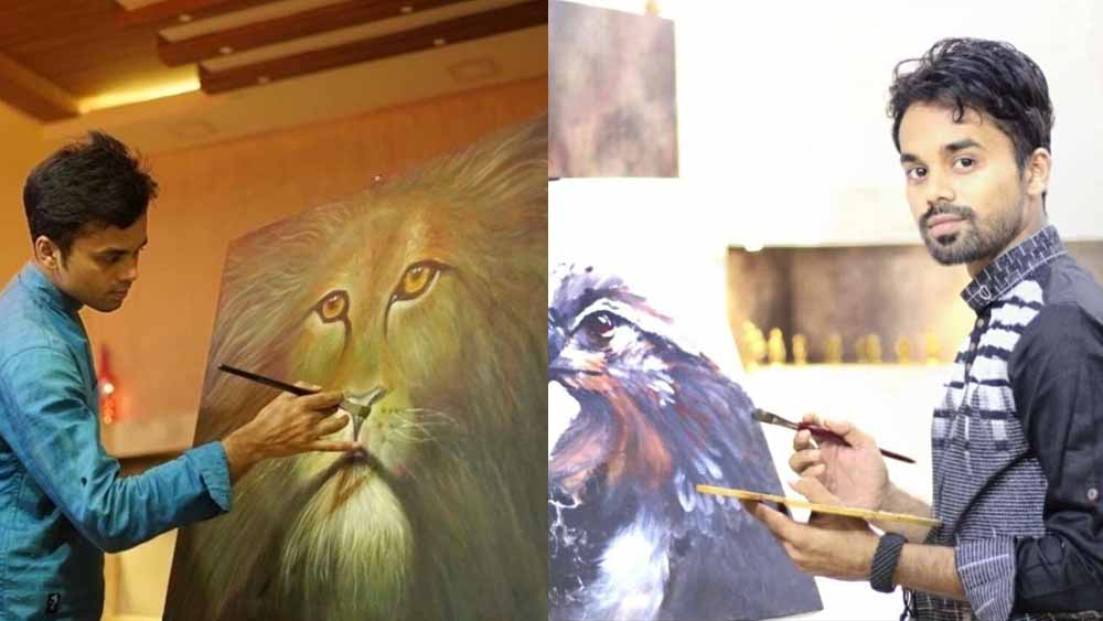 ক্যানভাসের সামনে সোহেল।