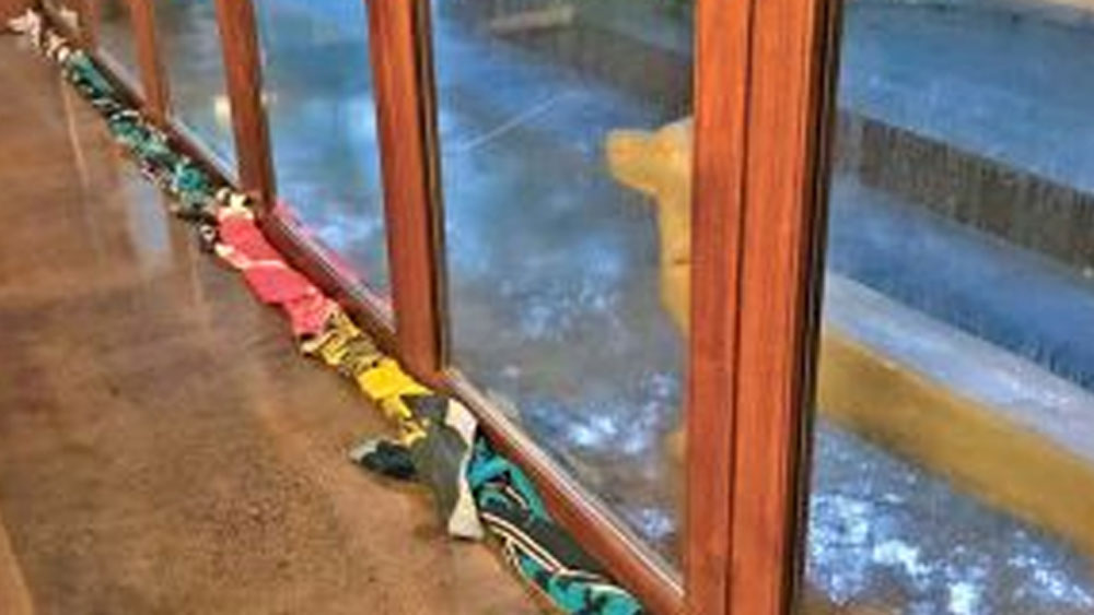 সে সময় একটি ছবি টুইট করে নেটাগরিকদের দৃষ্টি আকর্ষণ করেছিলেন লারা। ছবিতে দেখা গিয়েছিল, দরজার ওপারে জল জমে গিয়েছে এবং এপারে দরজার নীচে তোয়ালে দিয়ে সেই জল আটকানোর চেষ্টা করছিলেন লারা।