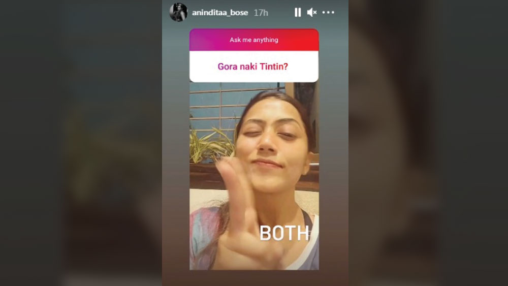 অনিন্দিতার ইনস্টাগ্রাম স্টোরি।