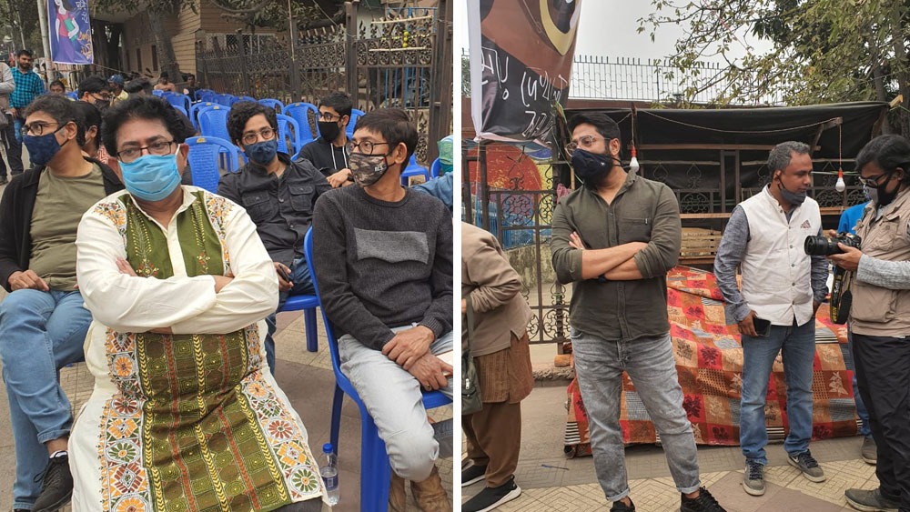 প্রতিবাদ সভায় টলি পাড়ার তারকারা