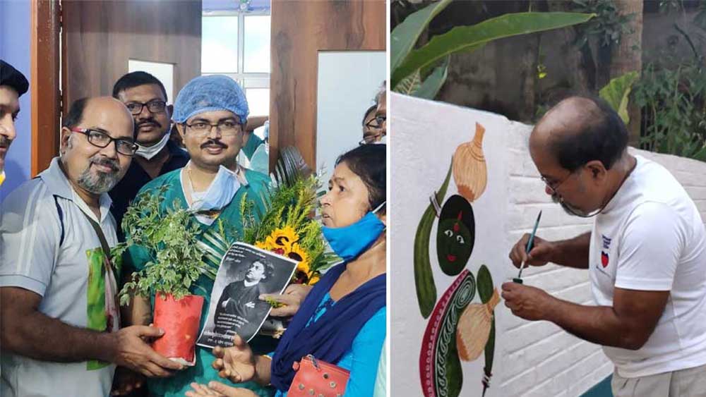 উপহার দিচ্ছেন গাছ। 