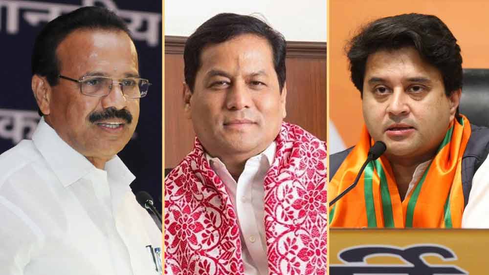 বাদ পড়া সদানন্দ গৌড়া এবং নতুন মুখ সর্বানন্দ সোনোয়াল ও জ্যোতিরাদিত্য সিন্ধিয়া।