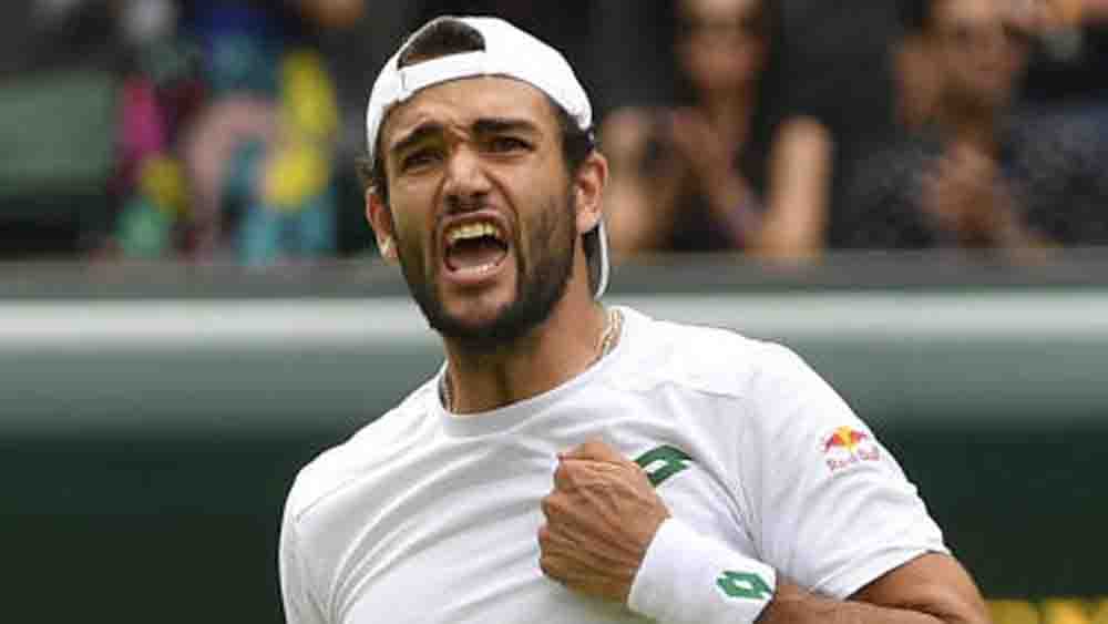 উইম্বলডন জিতে রবের্তো মানচিনির ইটালির জন্য গলা ফাটাবেন মাত্তেয়ো বেরেত্তিনি। ফাইল চিত্র। 