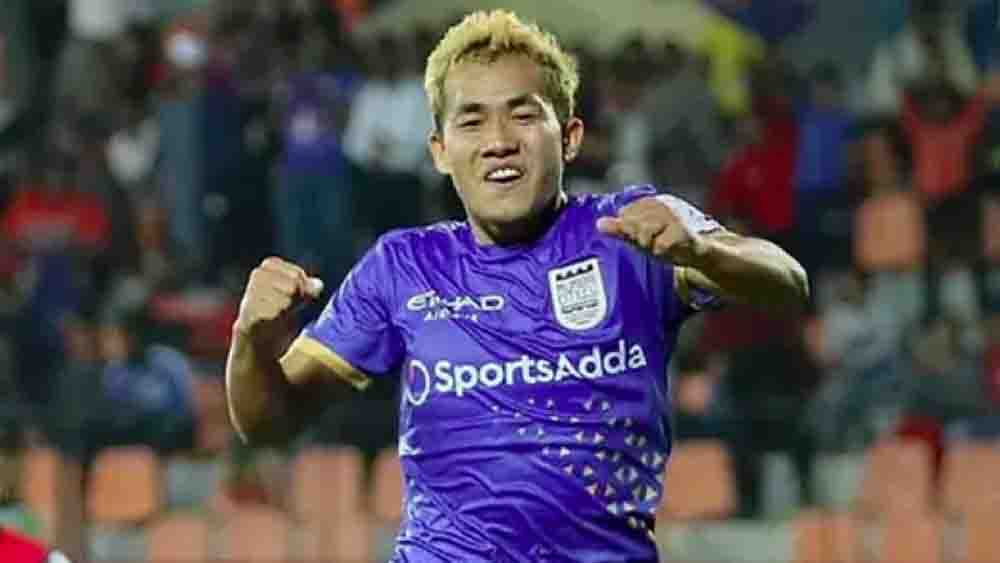 মুম্বই সিটি-র হয়ে গোল করার পর বিদ্যার উল্লাস। ফাইল চিত্র। 