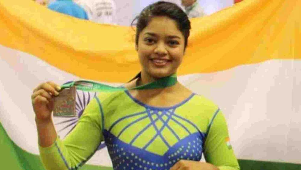 ২০১৯ সালে এশীয় আর্টিস্টিক জিমন্যাস্টিক্সে ব্রোঞ্জ জেতার পর প্রণতি নায়েক। ফাইল চিত্র।