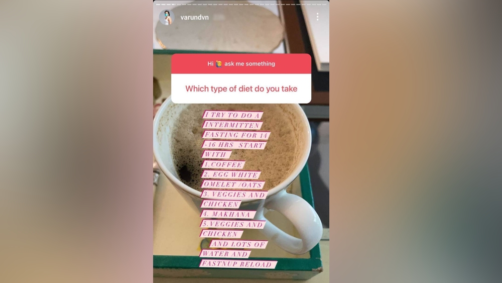 বরুণের ইনস্টাগ্রাম স্টোরি।