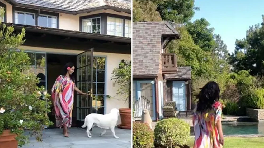 বাড়ি এবং বাগানের মধ্যে কিছুটা জায়গা কংক্রিটের। খোলা আকাশের নীচে সেখানে অনেকগুলি চেয়ার রয়েছে। কানের পাশে ফুল গুঁজে সেই চেয়ারে বসে নায়িকা ছবি ভাগ করে নিয়েছেন অনুরাগীদের সঙ্গে।