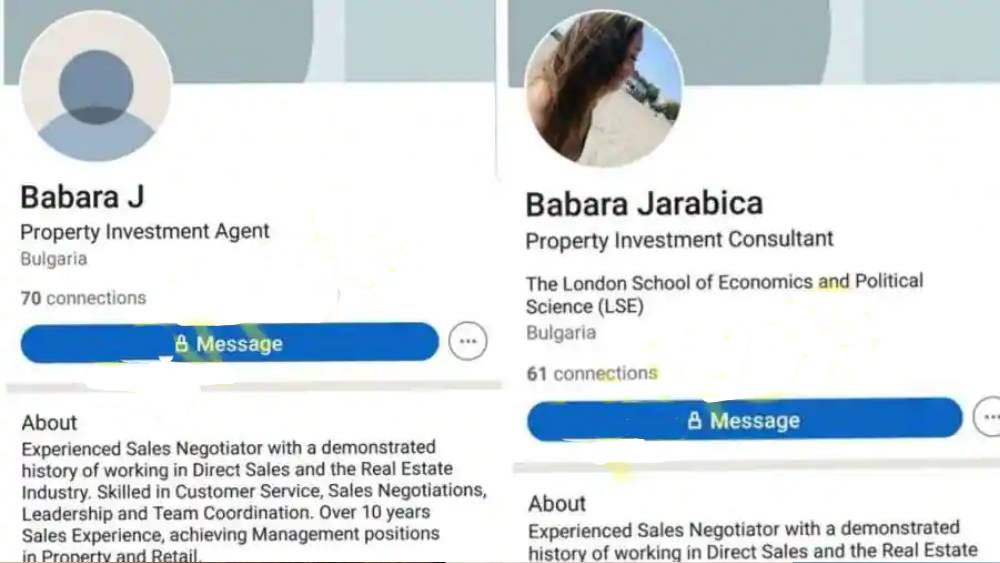 লিঙ্কড ইনে বারবারার একটি প্রোফাইলে তাঁকে বুলগেরিয়ার সম্পত্তিতে বিনিয়োগের এজেন্ট বলে দাবি করা হয়েছে। তাতে বলা হয়েছে, রিয়েল এস্টেট এবং সেলসে ১০ বছরের অভিজ্ঞতা রয়েছে তাঁর। ক্রেতাদের পরিষেবা দেওয়ার ব্যাপারেও বেশ দক্ষ তিনি।