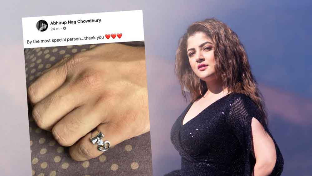প্রেমিককে হীরের আংটি দিয়েছেন শ্রাবন্তী।