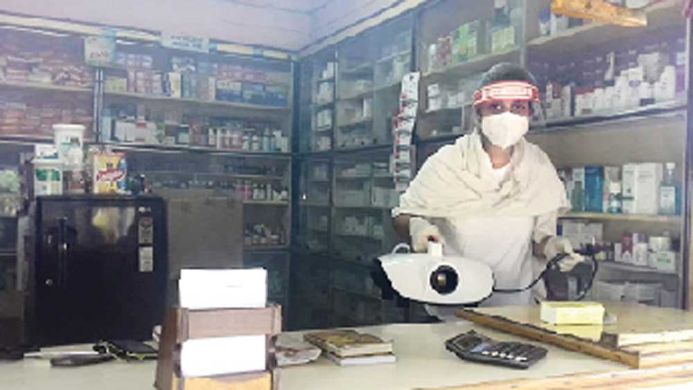 voluntary sanitization by student in Barjora