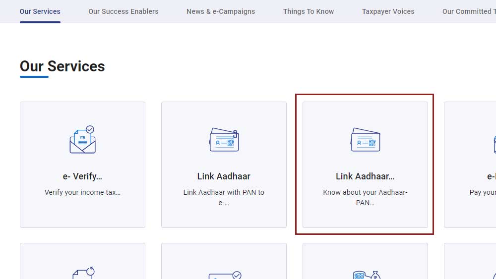 এই ওয়েবসাইটের হোম পেজে ‘আওয়ার সার্ভিস’ বলে একটি অপশন আছে, সেখানে গিয়ে ‘লিঙ্ক আধার’ বিকল্পে ক্লিক করতে হবে।