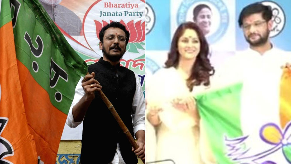 ভিন্ন দুই দলে নায়ক-নায়িকা।