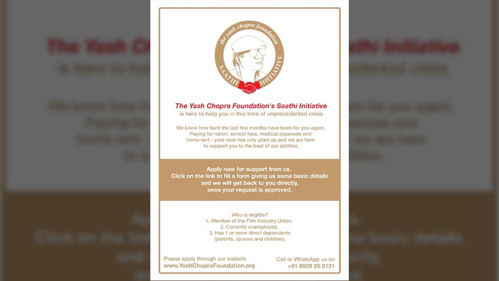 আরও এক ধাপ এগিয়ে এসে ‘যশ চোপড়া ফাউন্ডেশন’ শুরু করল ‘সাথী উদ্যোগ'।