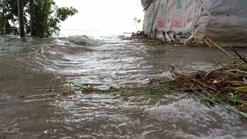 ভরা জোয়ারের সময় নদী ফুলে ওঠে। 