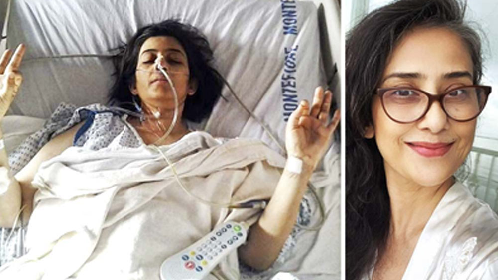 হাসপাতালের বিছানায় শুয়ে মনীষা কৈরালা। সারা শরীর বিভিন্ন নলে জড়ানো। চোখ বন্ধ। কিন্তু অভিনেত্রীর হাতের মু্দ্রা বলছে, ‘সব ঠিক আছে’। হাসিমুখে মারণরোগকে জয় করেছিলেন তিনি। রবিবার জাতীয় ক্যানসার সচেতনতা দিবসে সেই কঠিন দিনগুলির স্মৃতিচারণ করলেন মনীষা। নিজের সে সব লড়াইয়ের দিনের ছবি পোস্ট করলেন ইনস্টাগ্রামে।