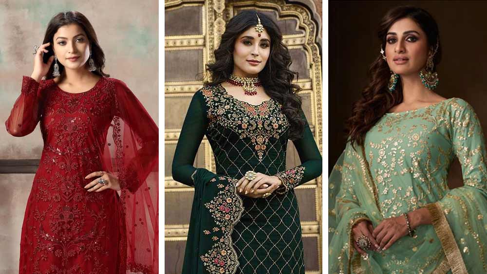  থ্রি কোয়ার্টার বা ফুলহাতা সুতোর ভারী কাজ করা চুরিদার শীতকালে বিয়েবাড়ির জন্য দারিন বিকল্প।