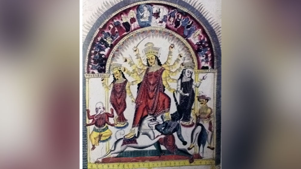 ১৯ শতকে কবিয়াল কালিদাস চট্টোপাধ্যায় (কালি মির্জা নামে পরিচিত ছিলেন) তাঁর রচিত গানে পার্বতীর বাল্যলীলা বর্ণনা করেছেন। বিয়ের পর বাপের বাড়ি ফিরলে মেনকার অভিমান সেই সময়ের কাব্যে বর্ণিত হয়েছে। এখানে শারদোৎসবের মাতৃকাশক্তি আর উমা একাকার।